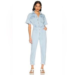 FREE PEOPLE x We The Free Marci Jumpsuit in Clear Skies Light Blue Denim Small